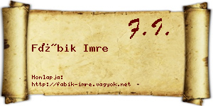 Fábik Imre névjegykártya